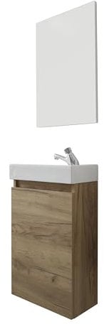 trendteam smart living - Champ - kompaktes Badmöbel-Set (WBU + Waschbecken + Spiegel) - Artisan Eiche - (BxHxT) 40 x 60 x 21 / 39 x 60 x 2 cm - kratzfest