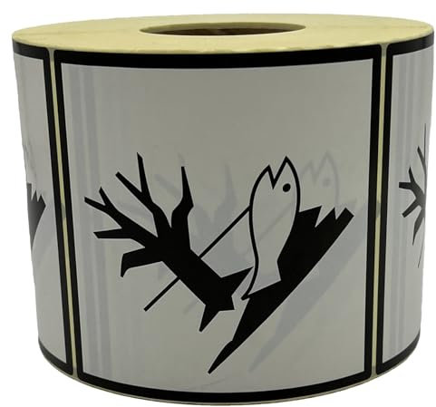 Giese-GEF Gefahrgutaufkleber Umweltgefährdende Stoffe - Toter Fisch Baum - 100 x 100 mm - 1000 Etiketten auf Rolle - Papier selbstklebend - ADR