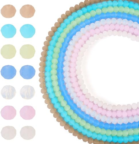 FASHEWELRY Cuentas redondas de cristal esmerilado de 7 hebras de 4 mm, pequeñas cuentas sueltas de cristal facetado para collares, pulseras, joyas, manualidades