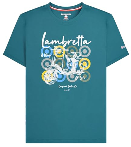 Lambretta Mens Scooter Brand Short Sleeve T-Shirt - Gulf Coast - L
