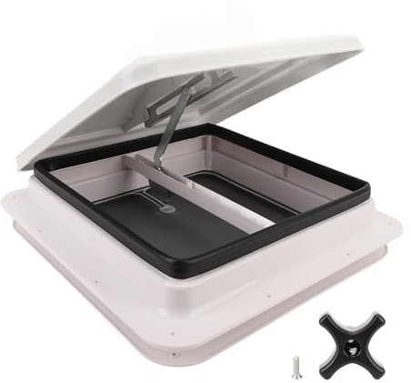 RV Roof Vent, 13.39x13.39in Motorhome Ceiling Ventilation Lid with Screen and Support Rod, Adjustable RV Trailer Roof Vent for RV Trailer Caravan Camping, RV Replacement Vent