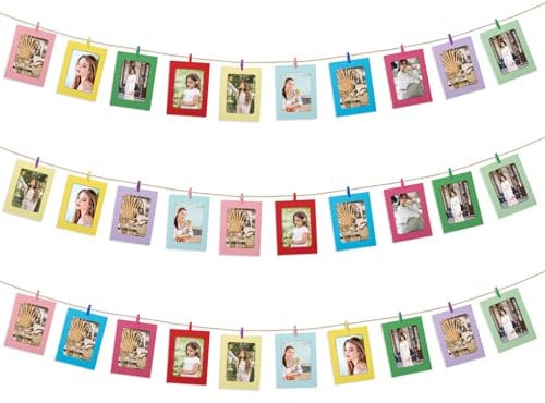 30 PCS Photo Display String With Wooden Clips - 4 X 6 Inch Hanging Picture Frames for Home, Office, Wedding, Party Decor - DIY Board