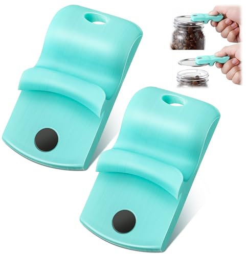 Dreyoo 2 Pack Canning Jar Opener with Magnets, Mason Jar Opener For Canning Lids, for Regular and Wide Mouth Lids, Powerful Magnet for Easy Refrigerator Storage, Releases Vacuum Seal(Blue)