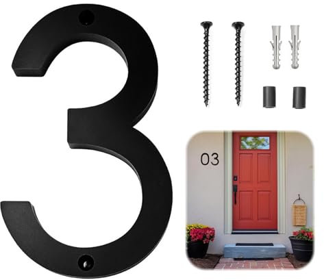Yuqilin Hausnummernschild Acryl,Schwimmfähig Zahlen Hausnummer Wasserdicht Türschild 3D Briefkasten Namensschild Schwarz House Number Plate,für Bürotüren Briefkästen Wohnungstore Garagen(3)