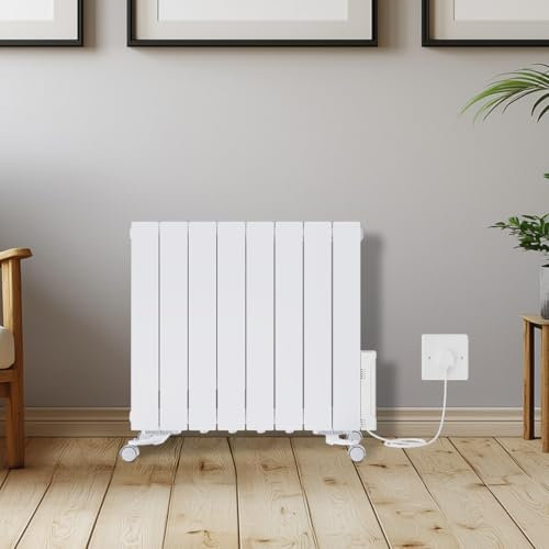 Warmehaus 1500W Electric Oil Filled Radiator 24/7 Day Timer and Thermostat Wall Mounted/Freestanding, Plug in Electric Heater Smart WiFi Low Energy Portable with Child Lock White