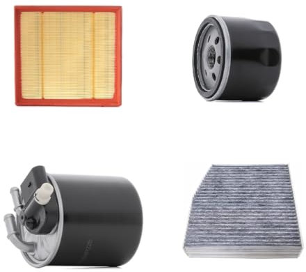 Kit Filtri Tagliando Completo, Filtro Aria, Olio, Carburante e Abitacolo, Compatibile con Mercedes Classe A W176, B W246, GLA, CLA 160-180 CDi