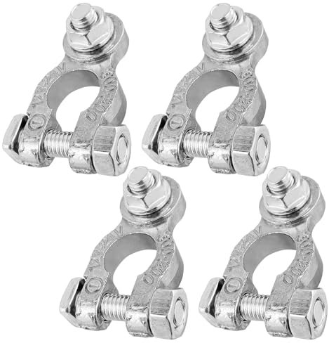 4 Pcs Battery Terminals, 12V/24V Universal Heavy Duty Stud Type Battery Connector Clamp Battery Connectors for Caravan Van Car Boat Motorcycles