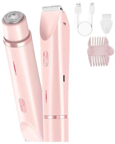YOZO ﻿ Dual Head Shaver Women 2 in 1 Rasoio Donna Elettrico Depilatore Corpo Donna con Rifinitore E USB,Impermeabile Ricaricabile, Lady Shaver, Rasoio Senza Fili per Diverse Parti del Corpo