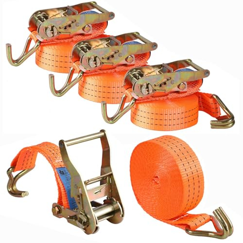 PAMATIO Spanngurte mit Ratsche und Haken - 4er Set Ratschengurte TÜV/GS 2000kg 6m x 38mm Zweiteilig Zurrgurte, nach DIN EN 12195-2 für Motorräder, Auto, Anhänger,LKW