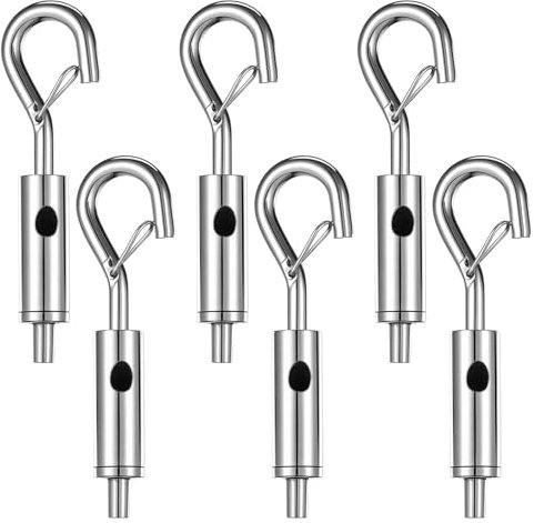 6 PCS Small Turnbuckle, Turnbuckle Tensioner for 1/16-3/32 Galvanized /304/316 Stainless Steel Turnbuckles Cable Tensioner for Cable Wire Rope Tension Light Hanging Sun Shade Tent Installation