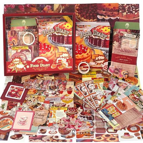 Funto Scrapbooking Kit (154 PCs), Food Series-Sunset, Perfekt für Kugel Scrapbooking-Materialien, Planer DIY Arts Craft Collage