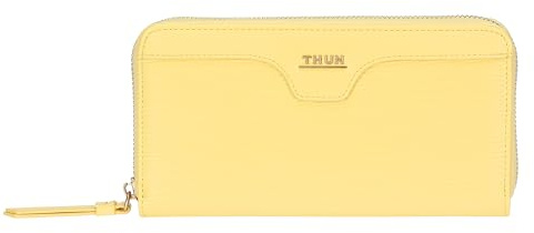 THUN Portafoglio con chiusura zip giallo, ecopelle, Collezione Sempre con Me, 20 x 3 x 10,5 cm