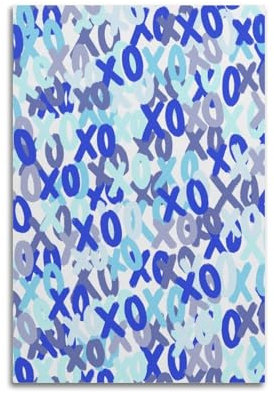 UFJWK55F99 Blaues XOXO-Poster, dekoratives Gemälde, Leinwand, Wandposter und Kunstdruck, moderne Familienschlafzimmer-Dekoration, Poster, ungerahmt, 20 x 30 cm