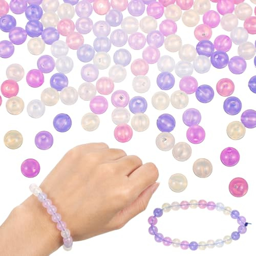 Housoutil 1000 Stück UV Reactive Farbwechselperlen Runde Kunststoffperlen für Schmuckherstellung Armbänder Basteln Lernspielzeug für Zufällige Farben Zufällige Farbe Farbe