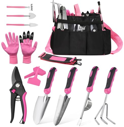 Gardening Tools Set,21 pieces Stainless Steel Heavy Duty Garden Hand Tool Kit with 7-Pocket Storage Bag, Gardening Gifts for Women & Men, Portable Tool Organizer for Seeds & Tools