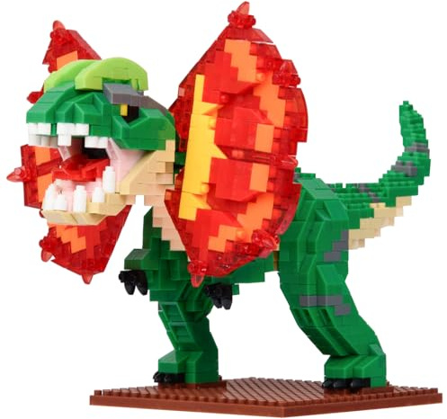 Aigidusansu Jurassic Dinosaur Micro Building Blocks, 1020pcs Dilophosaurus Tyrannosaurus Rex DIY Mini Diamond Blocks Bricks Toy for Boys Age 8-12 14+ Teens Adults