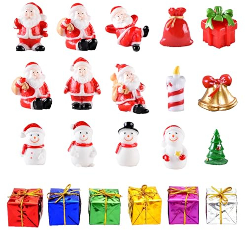 Snyvpra 20x Weihnachtsfiguren Miniatur-Set – Kleine Weihnachtsdeko Figuren für Adventskalender & Festliche Winterlandschaften – detailreiche Christbaumschmuck Weihnachtsdeko