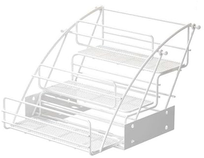 Étagère Coulissante À 3 Niveaux For Meuble De Cuisine, Porte-épices Escamotable, Base Ajourée, For Cuisine Et Salle De Bain(White)