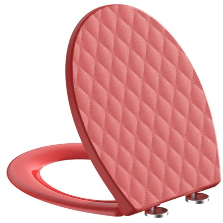 SREWOHS PRO Oval Soft-Close Toilet Seat – Red, Universal Fit, Quick Release, Stylish and Durable