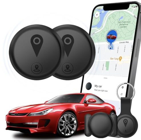 Localizador GPS para Coche, 2 pack Rastreadores GPS para Vehículos,Mini Localizador GPS Portátil Compatible con la App Buscar de iOS (Solo iOS),Sin Suscripción Mensual ni Tarjeta SIM Requerida - Negro