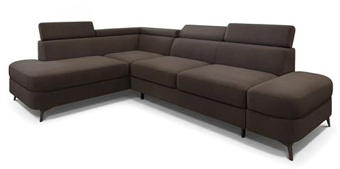 Masseno Ecksofa AVISE MV L-S mit Schlaffunktion L-Form, Klassisch Sofa mit Bettkasten, Wohnzimmersofa, Couch, Soffa, Bettsofa, Couchgarnitur - Braun, MATT Velvet 29