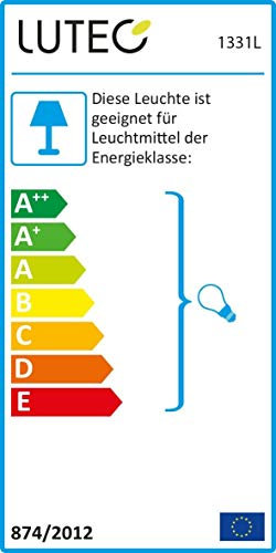 LUTEC 1331 L WH A++ to E, Außenwandleuchte, Aluminium, E27, weiß, 28,5 x 23,5 x 51 cm