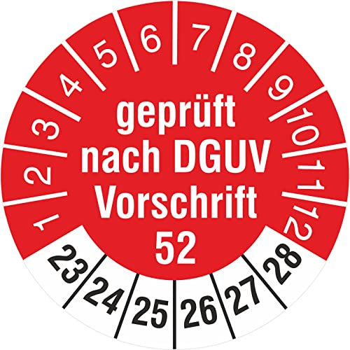 100 Stück Prüfetiketten 30 mm geprüft DGUV Information Vorschrift 52 Krane 2023-2028 Prüfplaketten Hebezeuge