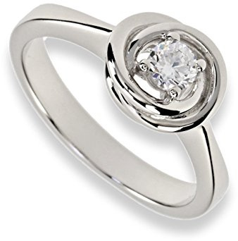 Damen-Solitär-Ring Sterling-Silber 925 rhodiniert Zirkonia Brillantschliff C068