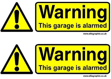 Ellis Graphix 2 x Self Adhesive Warning this Garage is Alarmed Sign, Warning Sign 70 x 200 mm