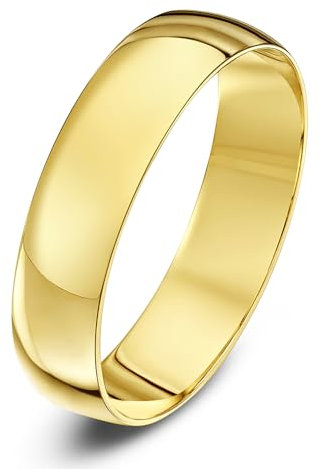 Theia Unisex Ehering 9 Karat Gelbgold, Massive D-Form, poliert, 5mm - Größe 72 (22.9)