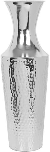 HOSLEY® 45,7 cm hohe silberne Bodenvase aus Metall. Ideal für getrocknete Blumen, ein Hochzeitsgeschenk, fürs Haus, Spa, Kerzengärten.