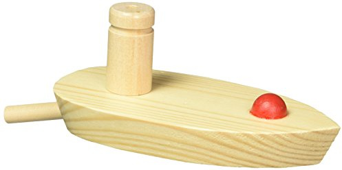 goki 63916 - Luftballonboot, aus Holz, mit 3 Ballons aus Naturkautschuklatex, 14,5 x 6,3 x 6cm