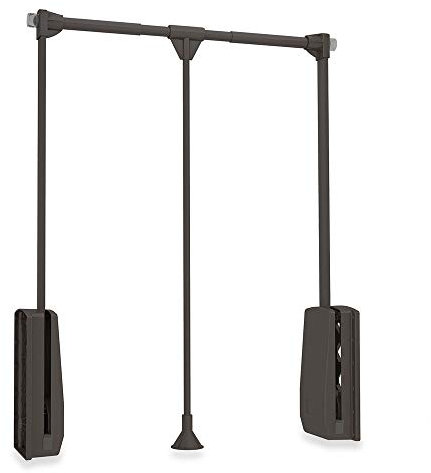 Emuca - Kleiderlift für Schrank, Ausziehbarer Kleiderlift 450-600mm Breite, Schrankinnenseiten Montage, moka Farbe, Stahl