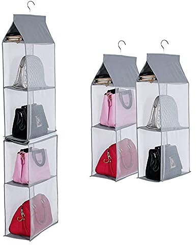 Dearjana Minimalistischer Kleiderschrank-Organizer, 6 Fächer, Platzsparend, für zu Hause und unterwegs, Beige, Grau, Braun