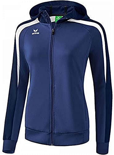 ERIMA Damen Jacke Liga 2.0 Trainingsjacke mit Kapuze, new navy/dark navy/weiß, 36, 1071859