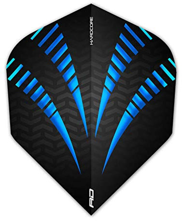 RED DRAGON Hardcore Radical Schwarz und Blau Burst Extra Dicke Standard Dart Flights - 4 Sätze pro Packung (12 Flights insgesamt)
