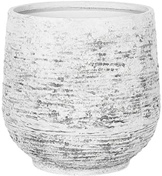 Grand Cache-Pot Gris Clair Rond en Fibre d'Argile et de Verre au Diamètre 53 cm, Pot de Fleurs Effet Pierre Idéal pour Extérieur et Intérieur Beliani