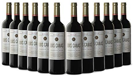 Luis Cañas - Vino Tinto con D.O. Rioja - Reserva - Variedad Tempranillo y Graciano - Notas de Fruta Negra - Reposo en Barricas de Roble Francés y Americano - Caja Cartón - 12 Botellas de 75 cl