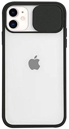 Bakicey Coque pour iPhone 12 Pro, Protection de la Caméra Étui avec Ultra Mince Coulisse Cache Objectif, Mat Translucide Case Housse Arrière Compatible avec iPhone 12 Pro 6.1 (Noir)