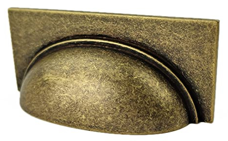 French Furniture Fittings Set of 4 Kitchen Cup Handles for Kitchen Cabinets, Drawers & Cupboard Doors cc Size 3 Inch 76mm (Deep Antique Brass)