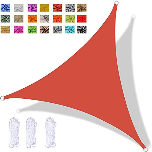 Toldo Vela de Sombra Triangular 3x3x3m Impermeable PES Toldo Protección Rayos 98% UV para Patio Jardín Balcón Exteriores, Rojo