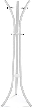 Versa Kiefer Minimalistischer Garderobenständer für den Eingangsbereich, mit 8 Haken für Kleidung oder Taschen für die Halle, Maßnahmen (H x L x B) 175 x 58 x 58 cm, Metall, Farbe: Weiß