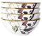 fanquare Lot de 4 Bols en Porcelaine Moderne, 280 ml Bol de Céréales à Motif Japonais de Fleurs et de Feuilles, Bols à Soupe, Petit