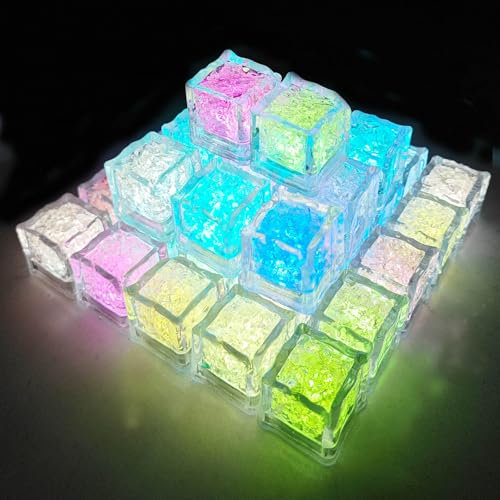 CAIKAG Light Up Ice Cubes for Drinks, 120 Pack Waterproof Glow LED Ice Cubes with Liquid Sensor, Multi Color Slow Flashing LED Lights for Cocktail Drinks Wine Club Bar Party Wedding Decor