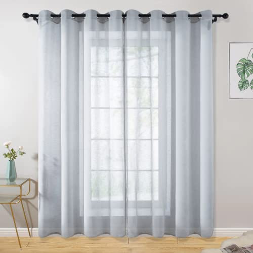 twoja pszczółka Tenda 145 x 250 cm, 2 pezzi o 2 parti, Grigio, Trasparente, Tenda pronta, Tende in voile, Tende trasparenti con occhielli, Soggiorno, Asilo nido, Camera da letto