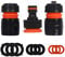 YAAVAAW Garden Hose Tap Connector Adapter Set, ABS Plastic, 3/4 & 1/2 2-in-1 Tap Connector, Quick Connector, Fits Most Male Ended Connectors, Hozelock Compatible, Black with Orange Accents
