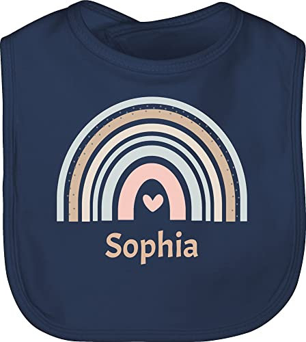 Baby Lätzchen - Boho - Regenbogen Farbbogen Himmelsbogen Rainbow - Unisize - Navy Blau - personalisiertes name chic stil latz individuell personalisierte babylatz bedrucken kindergarten kinderlatz