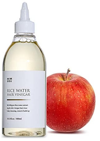 mimosu Apfelessig-Haarspülung mit Reiswasser, 300 ml – Haarwachstumsfördernde Reinigungsconditioner, sanfter Kopfhautreiniger gegen Ablagerungen, enthält Glykolsäure zur Behandlung von Schuppen