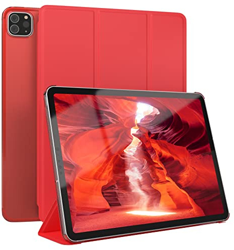 EAZY CASE - Coperchio di protezione per iPad Pro 11 (2018/2020/2021/2022) Smart Cover Tablet Smartcase per alzarsi in piedi, con funzione di stand Sleep Wake Up, in pelle sintetica, Rosso