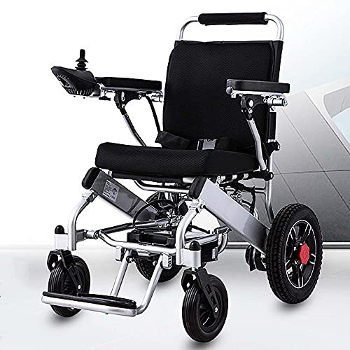 MOLVUS Elektrischer Rollstuhl, faltbar, leicht, mit Kipp-Rädern, 12 A Li-Ion-Akku, unterstützt 100 kg, Schwarz, 97 x 60 x 93 cm